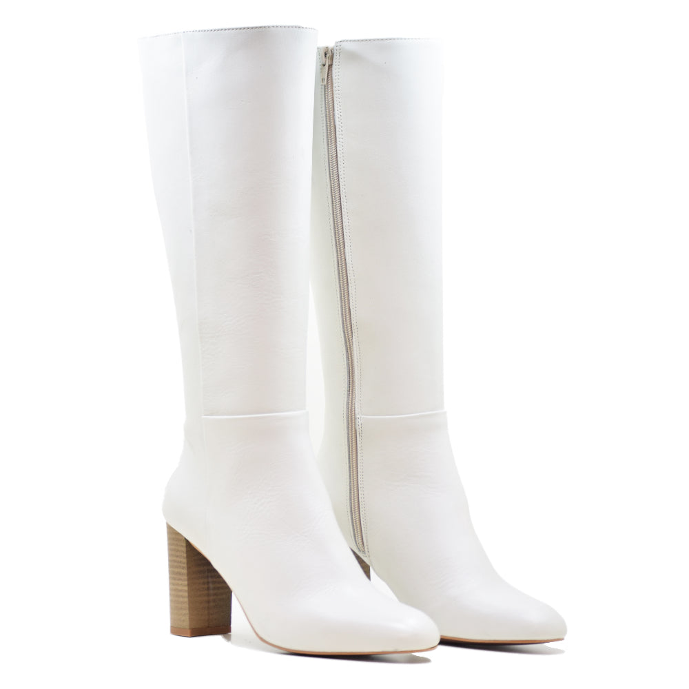 CA-616 WHITE LEATHER BOOT
